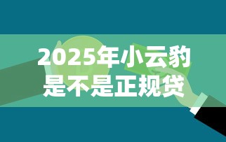 2025年小云豹是不是正规贷款平台呢:整理5个找贷款平台