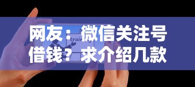 网友：微信关注号借钱？求介绍几款支付宝可以借钱的平台