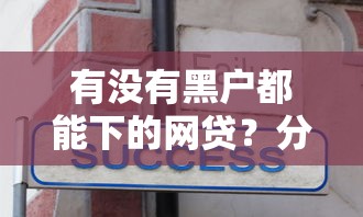 有没有黑户都能下的网贷？分享7个类似高炮口子的平台