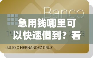 急用钱哪里可以快速借到?看看这7个贷款平台有没有能下款的 急用钱哪里可以快速借到?看看这7个贷款平台有没有能下款的