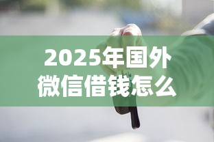 2025年国外微信借钱怎么借出来?整理5个满19岁可以借款的口子 2025年国外微信借钱怎么借出来?整理5个满19岁可以借款的口子