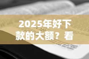 2025年好下款的大额？看看这5个不看征信直接放款的平台