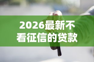 2026最新不看征信的贷款平台，总结十个征信黑户口子能贷款！