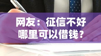 网友：征信不好哪里可以借钱？求介绍几款哪家贷款平台容易通过