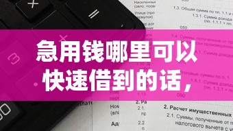 急用钱哪里可以快速借到的话，可以看看这7个不看负债和征信的平台