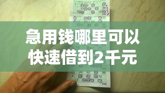 急用钱哪里可以快速借到2千元无门槛本月借款平台力荐！分享小额网贷口子2千元无门槛借款