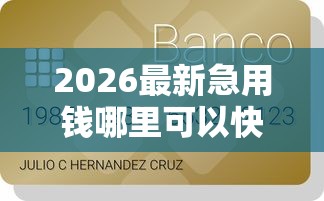 2026最新急用钱哪里可以快速借到，总结十个贷款秒下的口子！