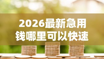2026最新急用钱哪里可以快速借到（支持微信），5个同城贷款平台无私分享