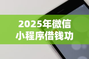 2025年微信小程序借钱功能：公布五个2025年高炮口子秒下款
