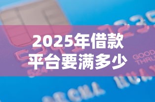 2025年借款平台要满多少岁好下款，看看这5个小型贷款平台