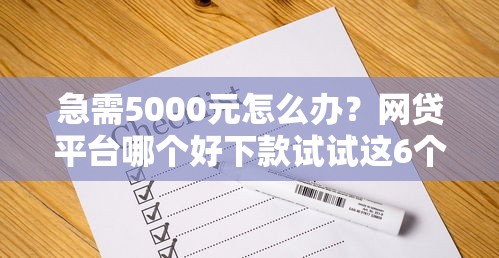 急需5000元怎么办？网贷平台哪个好下款试试这6个无门槛平台