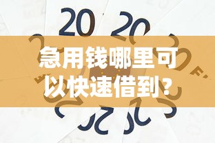 急用钱哪里可以快速借到？这7个逾期也能贷款的平台值得一试