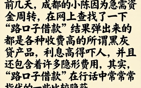 路口子借款什么意思，条列五个黑白贷款不是高炮的软件