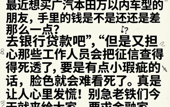 广汽本田万以下款式，归集5个不用面签和芝麻分的贷款软件