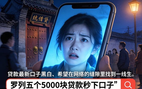 贷款最新口子黑白，罗列五个5000块贷款秒下口子