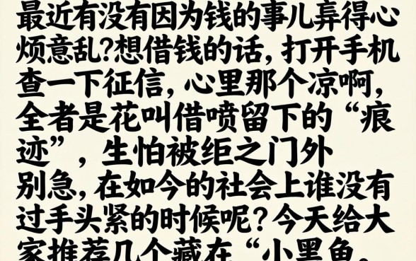 小黑鱼里的贷款口子，梳理五个无视黑白100%秒下网贷软件