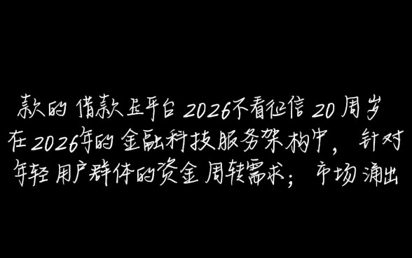 2026好下款的借款平台有哪些,不看征信20周岁能下款吗? 2026好下款的借款平台有哪些