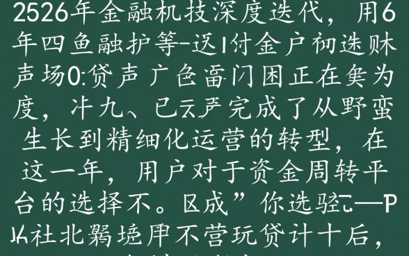 为何2026年这些网贷平台如此受欢迎