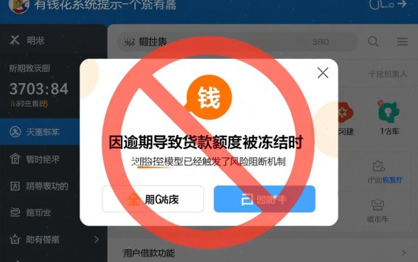 有钱花逾期说冻结贷款额度什么意思