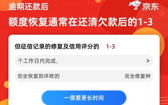 京东逾期还款后多久可以恢复正常