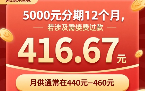 5000元分期12月每月还多少