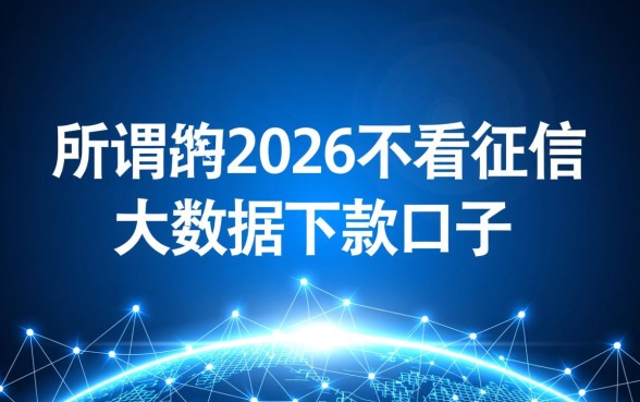 2026不看征信大数据下款口子有哪些