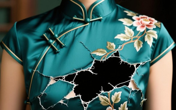 旗袍破大口子怎么补救下来的视频