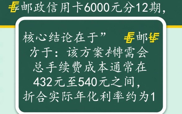 邮政信用卡6000元分12期手续费多少,利息怎么算 邮政信用卡6000元分12期手续费多少