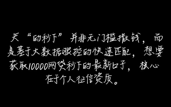 10000网贷秒下的最新口子是真的吗
