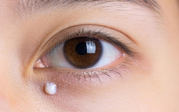 眼角附近下眼皮有白色的小口子是怎么回事