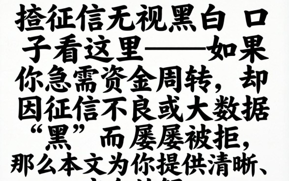 不查征信无视黑白的口子看这里