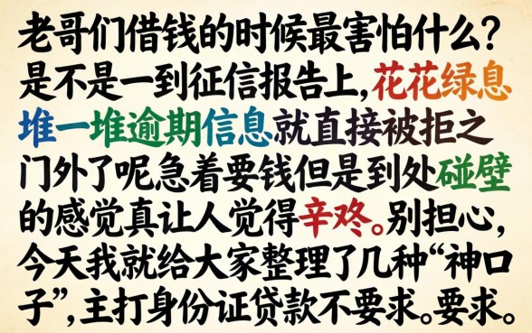 身份证贷款不查征信，胪列五个不看黑白户下款的网贷