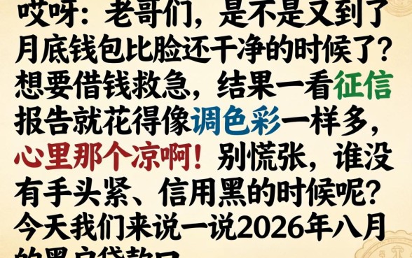 2026八月黑户贷款口子，汇总5个小额贷款不查征信的app