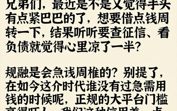 正在放水的高炮口子，规整5个不看年龄征信负债的平台