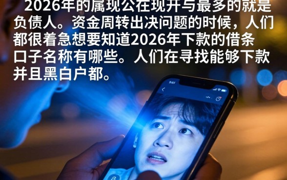 2026下款的借条口子名称，汇总五个黑白贷款不是高炮的平台