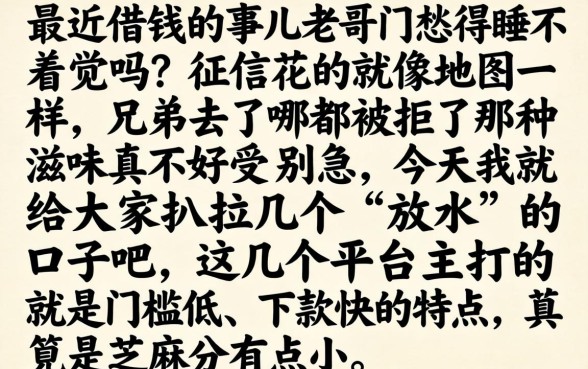 下款快的口子有哪些，归集五个芝麻分负面借款的平台