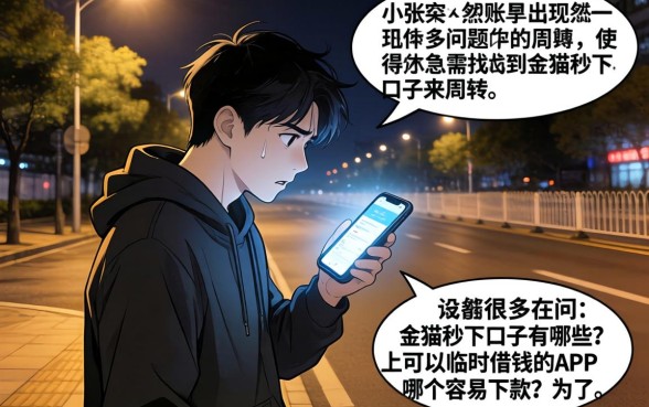 类似金猫秒下的口子，胪列五个手机可以临时借钱的app