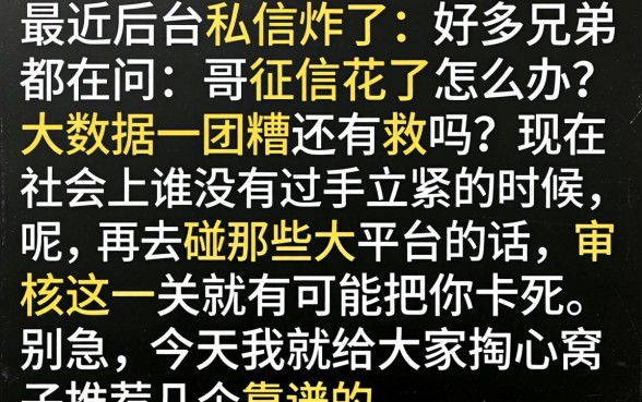 口子平台哪里高德，筛选五个无视逾期大数据花户黑户平台