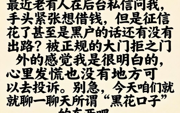 黑花口子什么意思6，理出五个逾期太多仍可下款的软件