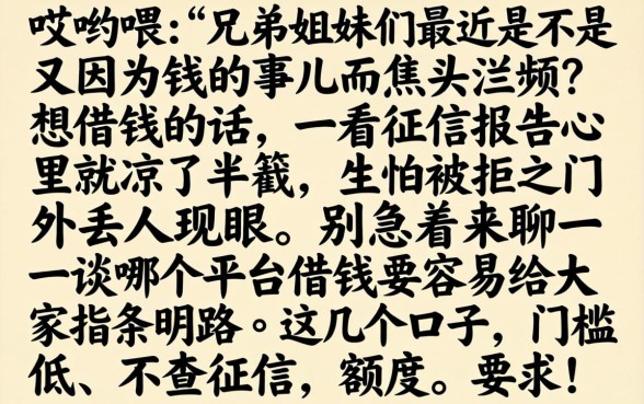哪个平台借钱更容易，枚举5个低门槛不查征信的口子