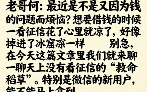 微信新户秒下的口子，揭秘五个不看征信小额借钱的平台