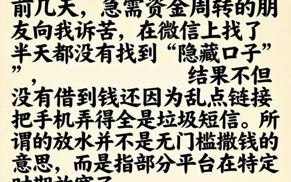 微信隐藏口子放水，精选五个最新网贷口子今日整理这五个软件