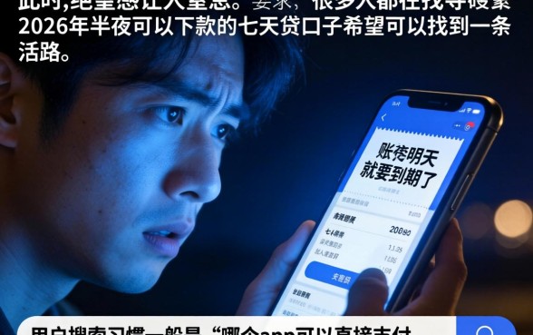 2026半夜能下款的七天贷口子，揭秘5个手机可以临时借钱的app