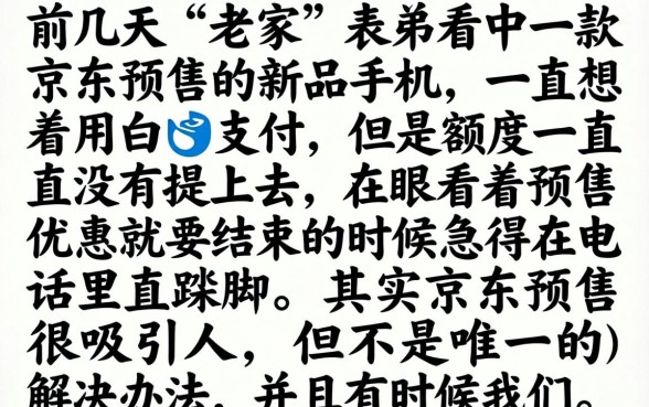 京东预售能不能白条，遴选5个黑户也能借款的口子
