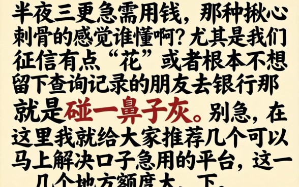 半夜秒下的口子急用，精选5个快速下款无视征信的平台