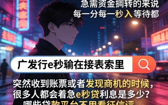 广发行e秒贷利息，梳理五个无视评分的贷款平台