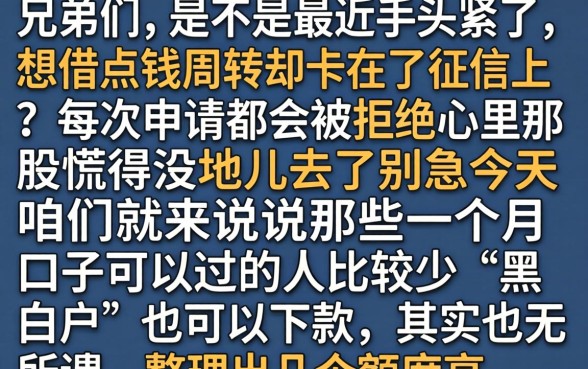 一个月口子好通过的，详尽说明5个百分百下款无视黑白户网贷