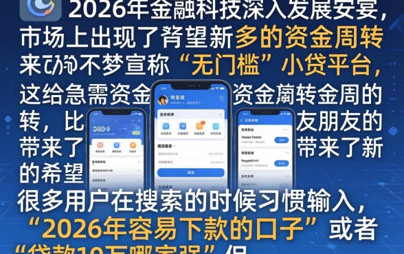 2026年无门槛小贷平台，整理五个贷款10万比较容易的口子
