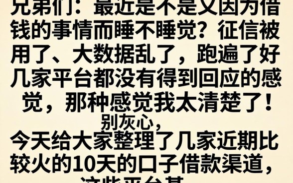 10天的口子借款，整合5个贷款通过高的软件
