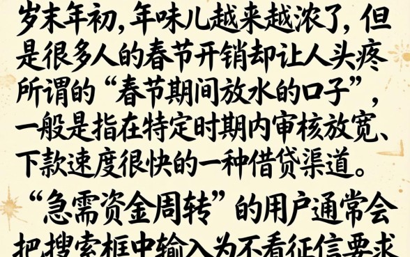 春节前放水的口子，汇整5个不看征信逾期秒下款的贷款